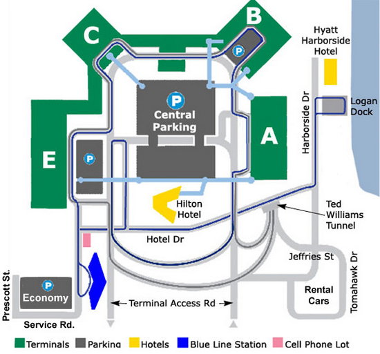 Logan Central Parking Map Airport Parking   Logan International Airport Boston