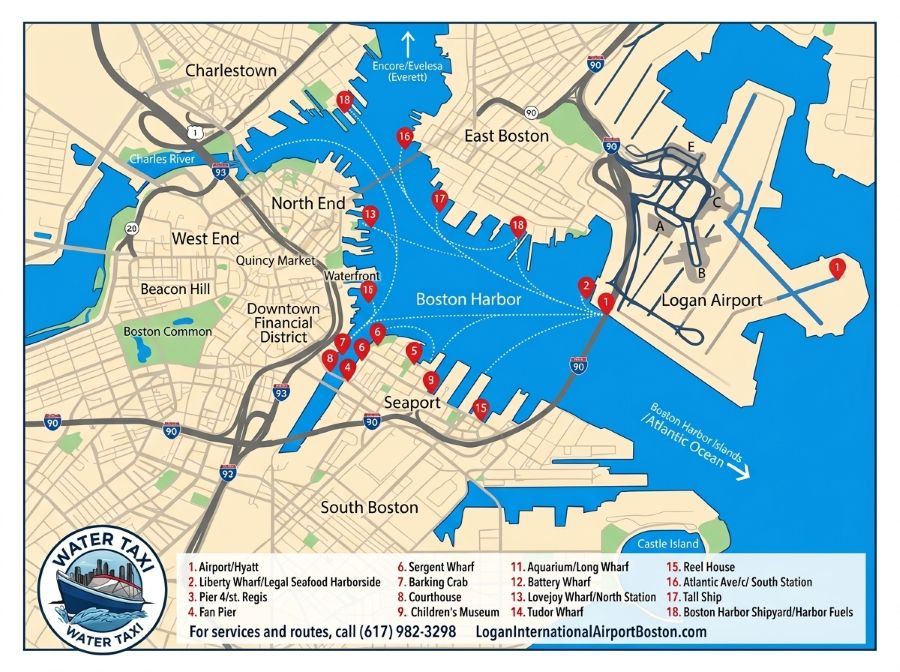 Boston Harbor Water Taxi Map